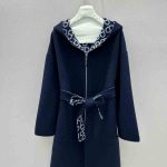 Dior reversible hooded wrap coat navy blue