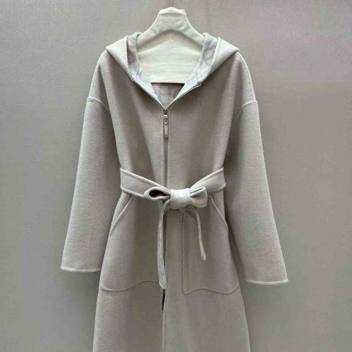 Dior reversible hooded wrap coat off white