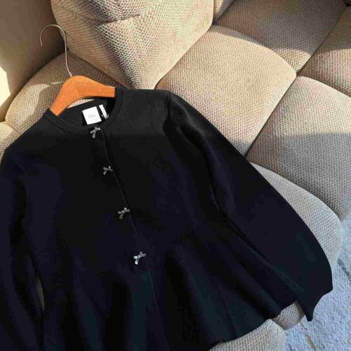 Dior wool blend knit peplum jacket black