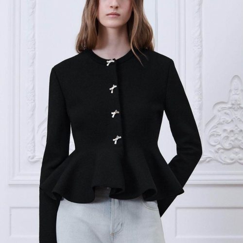 Dior wool blend knit peplum jacket black