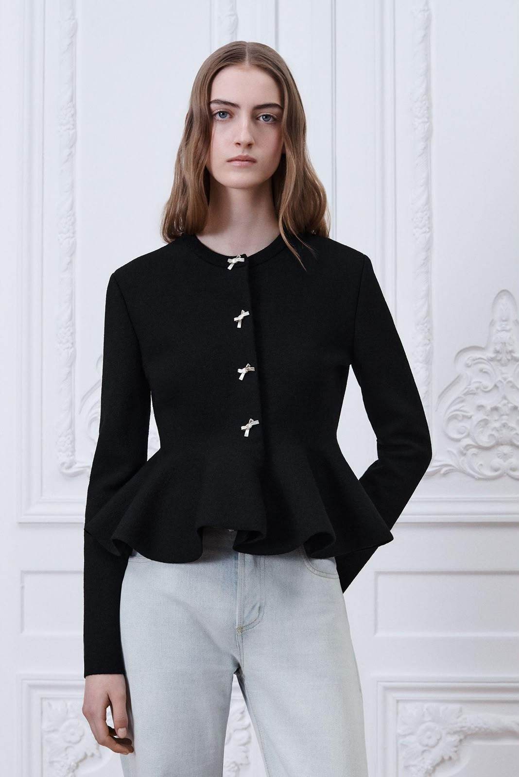 Dior wool blend knit peplum jacket black. Dior wool blend knit peplum jacket black