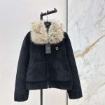 Fendi faux fur collar zip cardigan black