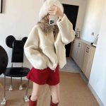 Fendi faux fur collar zip cardigan white