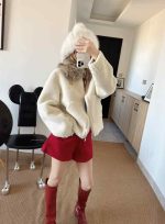 Fendi faux fur collar zip cardigan white