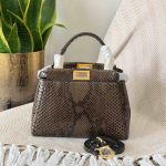 Fendi peekaboo python snakeskin mini bag dark brown