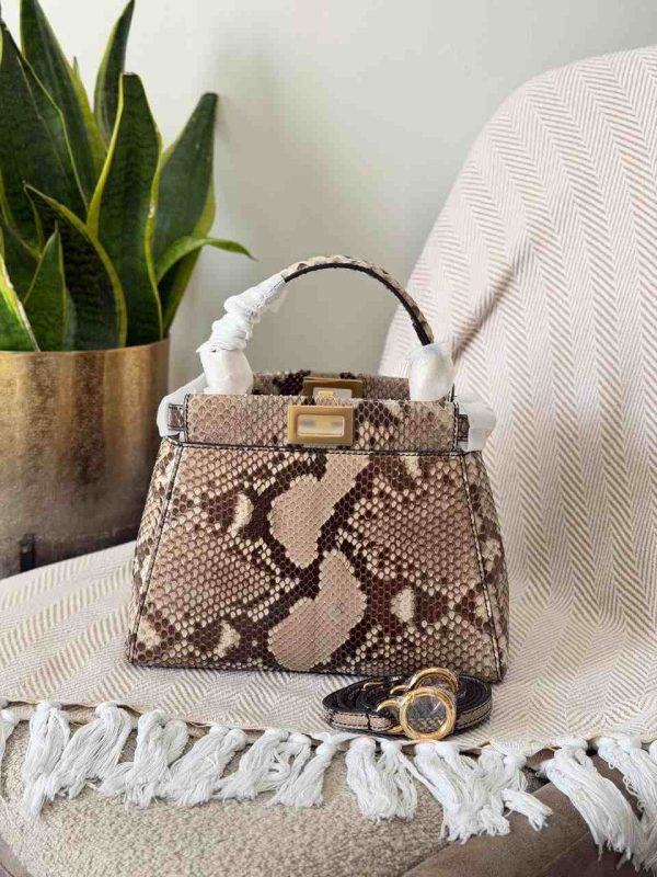 Fendi peekaboo python snakeskin mini bag white