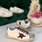 Golden goose burgundy glitter superstar sneakers