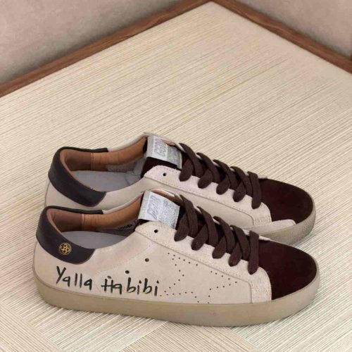 Golden goose men's yalla habibi sneakers beige brown