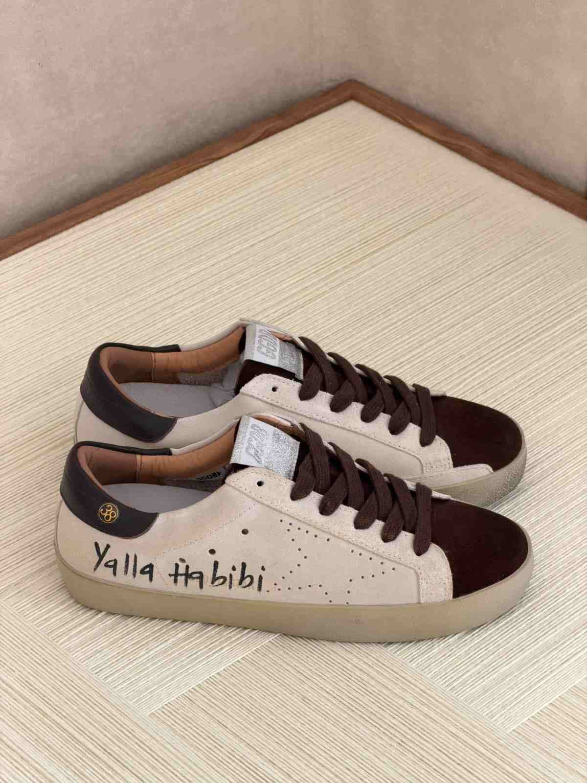 Golden goose men's yalla habibi sneakers beige brown Golden goose men's yalla habibi sneakers beige brown