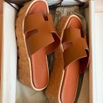 Hermes Eze 30 platform sandals brown