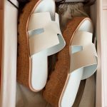Hermes Eze 30 platform sandals white