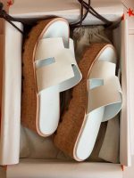 Hermes Eze 30 platform sandals white