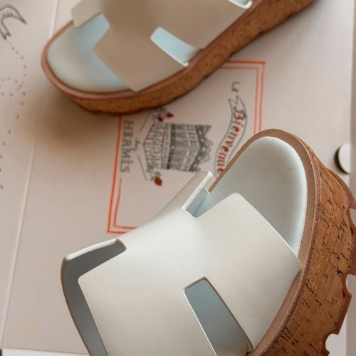 Hermes Eze 30 platform sandals white