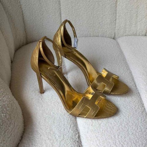 Hermes-Joy-105-H-cut-out-sandals-gold