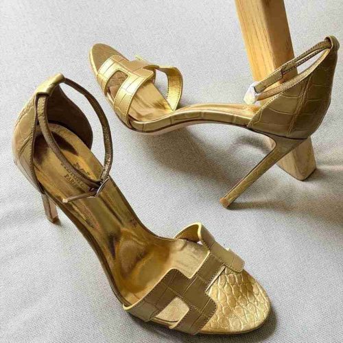 Hermes-Joy-105-H-cut-out-sandals-gold
