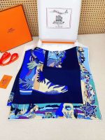 Hermes bottes story carre 90 navy blue silk scarf