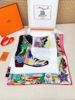 Hermes Bottes Story Carre 90 White Silk Scarf - Image 2