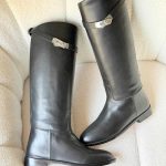 Hermes calfskin jumping boots black