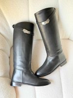 Hermes calfskin jumping boots black