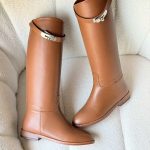 Hermes calfskin jumping boots brown