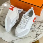 Hermes contrasting logo leather bouncing sneakers white