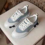 Hermes denim & leather bouncing sneakers