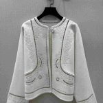Hermes embroidered cashmere jacket white