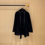 Hermes embroidered short overcoat black