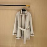 Hermes embroidered short overcoat off white