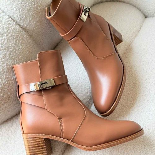 Hermes frenchie 50 ankle boots brown