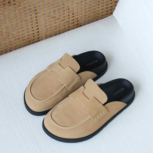Hermes go mule suede calfskin beige