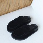 Hermes go mule suede calfskin black
