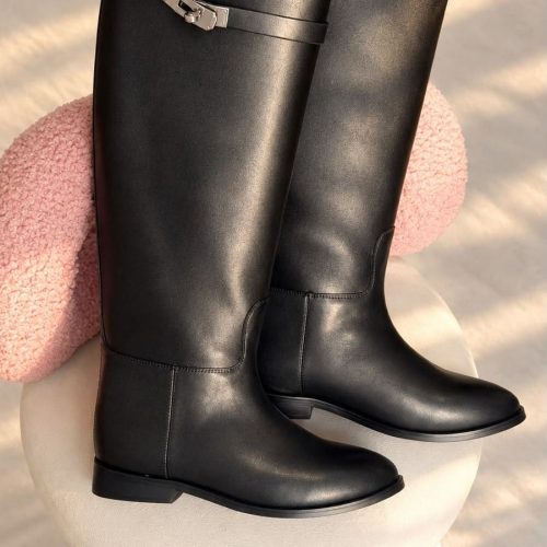 Hermes jumping boot in black calfskin leather