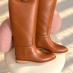 Hermes jumping boot in tan calfskin leather