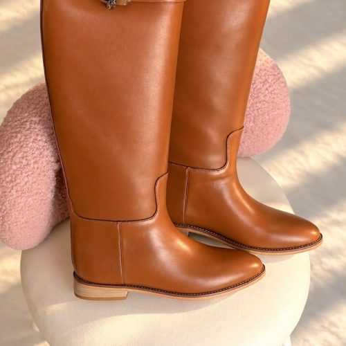 Hermes jumping boot in tan calfskin leather