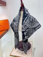 Hermes la nouvelle cite cavaliere shawl 140 in black and white
