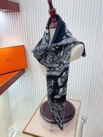 Hermes la nouvelle cite cavaliere shawl 140 in black and white