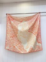 Hermes la nouvelle cite cavaliere shawl 140 in rust orange and cream