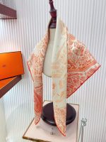 Hermes la nouvelle cite cavaliere shawl 140 in rust orange and cream