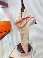 Hermes la nouvelle cite cavaliere shawl 140 in rust orange and cream