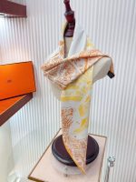 Hermes la nouvelle cite cavaliere shawl 140 in orange and yellow