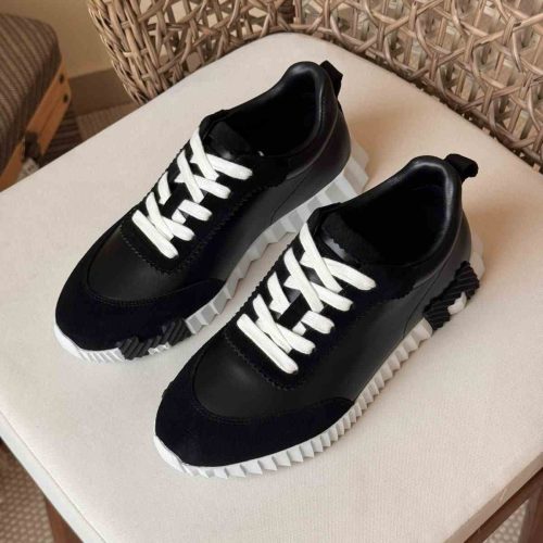 Hermes leather bouncing sneakers black