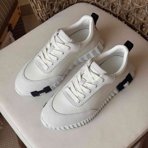 Hermes leather bouncing sneakers white