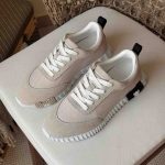 Hermes mesh & leather bouncing sneakers beige