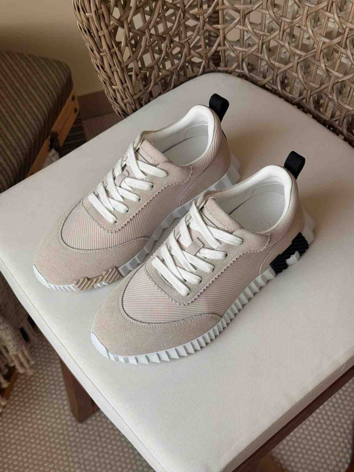 Hermes mesh & leather bouncing sneakers beige Hermes mesh & leather bouncing sneakers beige
