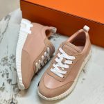 Hermes mesh & leather bouncing sneakers beige