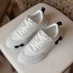 Hermes mesh & leather bouncing sneakers white