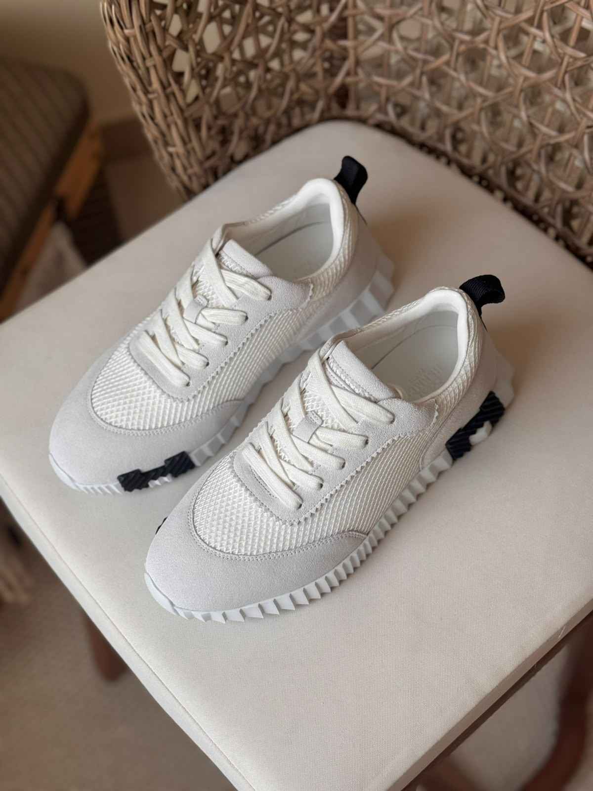 Hermes mesh & leather bouncing sneakers white Hermes mesh & leather bouncing sneakers white