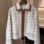 Hermes mosaic pattern zip jacket white