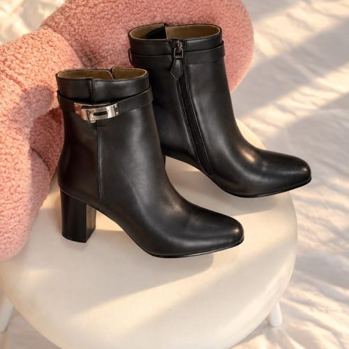 Hermes saint germain ankle boot in black calfskin leather